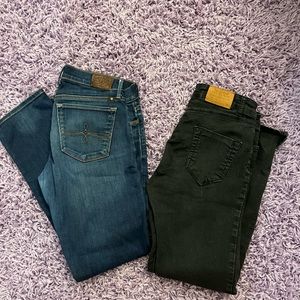 2 pairs of jeans one black (Zara) one blue (Lucky Brand) sold together